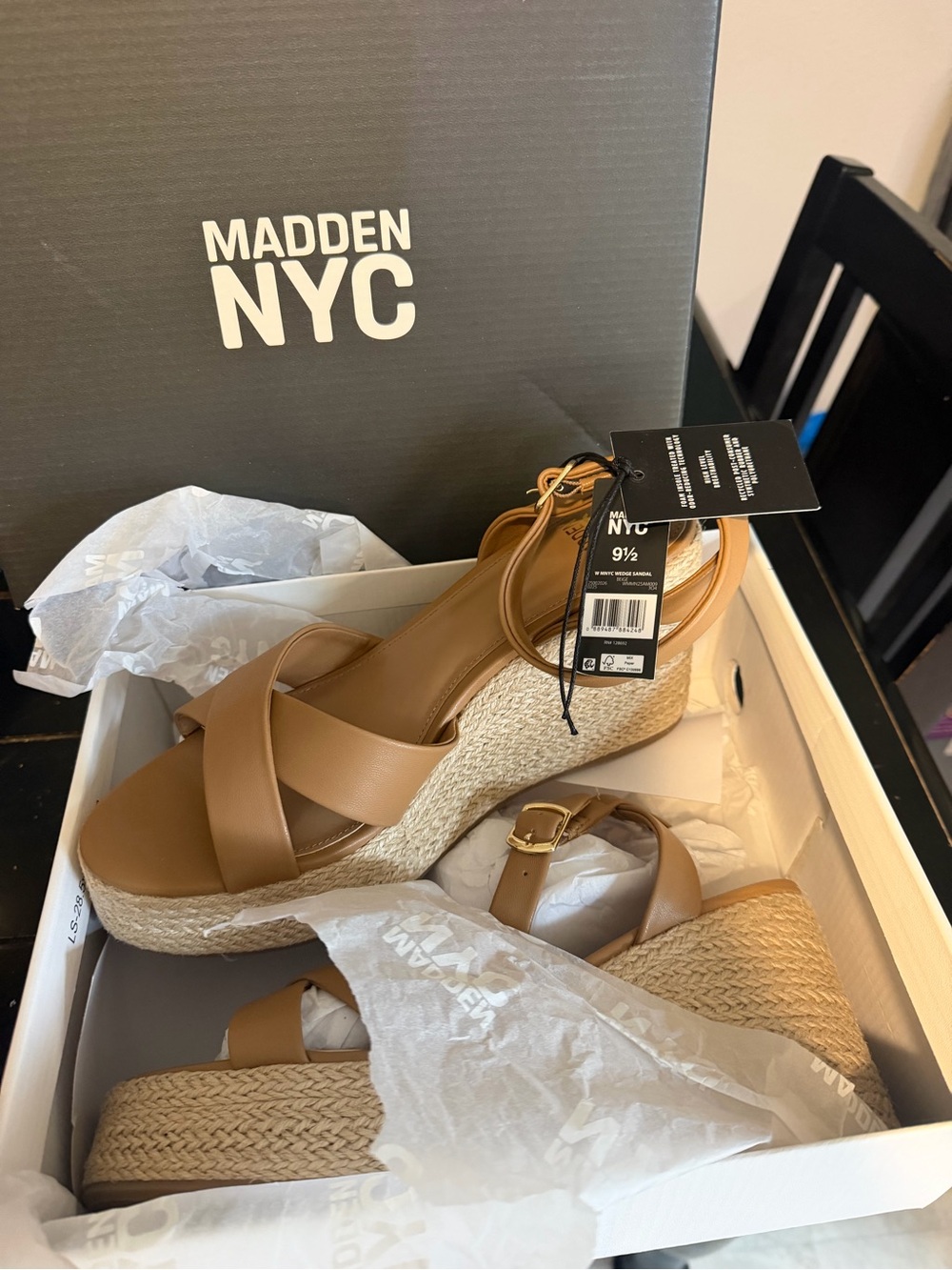 Madden NYC Women's Tan Espadrille Wedge Sandals